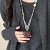 Collar Asimétrico con Colgante de Cuentas de Madera Estilo Retro Maillard Accesorios Cadena para Suéter de Otoño e Invierno para Mujer Lujo Accesible Collar de Gama Alta