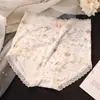 Ropa Interior Femenina Estilo Pastoral Pequeño Floral Cintura Alta Envuelta en Cadera Suave Agradable a la Piel Cómodo Alta Elasticidad Sin Marcas Triángulo Shorts Head