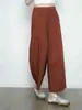 Pantalones Casuales de Pierna Ancha, Plisados, Adelgazantes, Holgados, Elegantes de Alta Gama para Mujer, Diseño Original con Drapeado