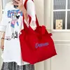Bolso de Hombro Nuevo con Cordón y Letras para Mujer, Estilo Japonés, Gran Capacidad, Bolso de Axila de Color Sólido, Bolso Tote de Moda para Viajero
