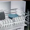 Cesta Extraível de Aço Inoxidável 304 Sólida Amortecimento Amortecedor Gaveta Extraível de Armário Suporte de Pratos Cesta Extraível de Pratos de Cozinha Dupla Camada