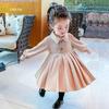 Vestido para Menina com Gola Peter Pan, Elegante Vestido de Princesa, Nova Moda Outono, Vestuário Infantil de Comércio Exterior, Atacado para Idades 3-8