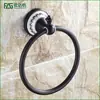 FLG Rana Cobre Completo Estilo Europeo Juego de Colgantes para Baño Bronce Negro Porcelana Azul y Blanca Toallero de Baño Barra para Toallas Portarrollos de Papel Higiénico