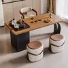 Mesa de Té Integrada para Balcón de Oficina de Madera Maciza 2025 Nueva Mesa de Té Pequeña Elegante Lujo Accesible Mesa de Té Elegante Moderna