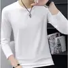 Camiseta de manga larga de otoño e invierno para hombre, camisa básica de cuello medio alto de polar, ropa de otoño, interior de algodón, moda de primavera y otoño para hombre.