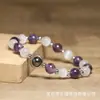 Pulseira de Contas de Pedra Natural Ametista Europeia e Americana Transfronteiriça Joias Finas Pulseira de Fio Feita à Mão Moda Presente Único