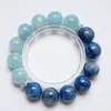 [Mar Cielo Amplio] Pulsera de Cristal de Aguamarina Natural para Mujer La Más Fácil de Combinar Pulsera de Cristal Blanco Azul de Gama Alta Venta al por Mayor