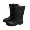 Versión de piel de oveja~Botas de media caña sin cordones con tacón grueso y punta redonda, estilo minimalista francés, nuevas botas de moda para otoño e invierno 2026, botas de jinete