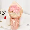 Buquê de lã transfronteiriço flor de tulipa rosa flor de lã tricotada à mão simulação aniversário comércio exterior