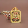 Colgante Thangka Tridimensional de Doble Cara de Alta Gama con Cinco Budas y Ocho Deidades Guardianas, Collar Chapado en Oro Repujado