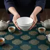 Juego de Vajilla de Cerámica Blanca de Fábrica Cocina Bol Grande Bol Pequeño Bol Doméstico para Sopa Bol para Arroz Bol para Fideos Juego de Bol y Plato
