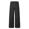 Calça Jeans Reta Masculina, Estilo Vibe de Marca de Moda High Street, Design Frontal com Botões Diagonais, Calça de Perna Larga Solta Única