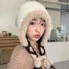 Gorro de Invierno Cálido Maillard Tejido con Protección para Orejas, Estilo Lei Feng Versión Coreana, Más Fácil de Combinar, Revela la Cara, Bolso Pequeño