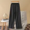 Calça de Lã Plus Size Outono/Inverno 2025 Cintura Alta Bloco de Cores Emagrecedora Calça Feminina 100kg Menina Curvilínea Calça Scimitar 1752