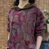 Sudadera con Capucha Estampada y Teñida Estilo Retro para Mujer en Otoño e Invierno, Holgada y Elegante, Versátil, Nuevos Tops para Mamá 2025, Moderna y Casual