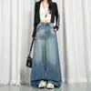 Diseño de hebilla estilo París, sensación natural y casual, jeans rectos holgados de pierna ancha con caída hasta el suelo, admite envío directo