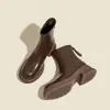 Botas Martin femininas da moda 2026 novo estilo primavera e outono botas únicas estilo britânico sola grossa estilo de rua botas curtas botas Chelsea justas