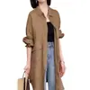 Camisa de Longitud Media para Mujer en Primavera y Otoño Estilo Nuevo Holgada Casual Estilo Retro Cubierta Cardigan Chaqueta para Mujer