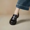 Mocassins de Solado Grosso para Mulheres 2026 Primavera Novo Estilo Couro Bovino de Primeira Camada Estilo College Retrô Calce Fácil Sapatos de Couro Genuíno