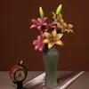 Flor artificial de lirio pequeño de 3 ramas, impresa en 3D, 3 flores y 1 capullo, lirio para decoración de bodas, arreglo floral para salón de bodas, decoración del hogar