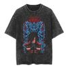 Nueva camiseta de manga corta con estampado batik lavado vintage de Naruto, de gran tamaño, estilo clásico japonés