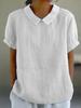 En Stock Aliexpress Estación Independiente Wish Más Vendido Nuevo Suelto Solapa Camisa Algodón Manga Corta Top de Mujer