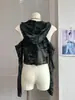 Camiseta de Manga Larga con Capucha Deshilachada Off-Shoulder Estilo Wasteland de Chica Hot Americana para Mujer para Usar en Verano, Corte Ajustado y Top Corto