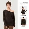 Top de Yoga Talla Plus para Mujer con Mangas Largas, Diseño Hombros Descubiertos, Ceñido a la Cintura, Top Deportivo Adelgazante con Fruncido en un Lado para Pilates y Fitness