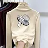 Roupa Íntima Infantil Menina Outono/Inverno Manga Longa Gola Meio-Alta com Babado Tecido Felpudo Quente Roupa de Baixo Kids