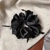 Elegancia Sobresaliente~ ¡Lazo de Cinta de Satén Negro para el Cabello! Goma de Pelo Scrunchie Sencilla para Mujer, Accesorio para el Cabello de Viaje