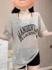 Blusa Casual Estilo Coreano Estampada de Manga Curta Plus Size para Mulheres, Camiseta com Design de Verão, Corte Solto para Cobrir Figuras Curvilíneas