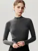 Suéter de lana de cuello medio para mujer, nuevo suéter corto de moda, capa base sin costuras ajustada