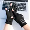 Luvas Quentes para Outono e Inverno, Fofas para Estudantes, Estilo Fino de Camurça para Escrever, com Lã Adicionada, Dois Dedos Expostos para o Outono