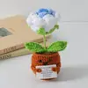 Flor de Tricô de Energia Positiva Transfronteiriça Planta em Vaso Produto Acabado Fio de Lã Flor de Simulação Ornamento de Mesa Boneca de Cartão de Mão