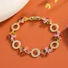 Pulsera de Flor de Circonia Multicolor de Venta Caliente Transfronteriza, Exquisita para Niñas, Círculo de Flor de Amazon, Estilo de Nicho de Lujo Ligero para Mujeres
