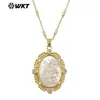 WT-JN274 Colgante Religioso de Concha Blanca Reflectante Natural Zirconia Microincrustada Collar de Oro de 18k para Uso Diario de Mujer