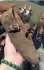 Sapatos Femininos Mary Jane Vintage de Couro Genuíno Planos com Rebite de Uma Tira e Bico Redondo em Pelo de Cavalo Moda Couro Sapatos Fábrica de Origem