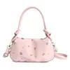 Otoño/Invierno 2026 Nuevo Estampado Bolso Cruzado de un Hombro de Mano Estilo Coreano Moda Personalidad Versátil Estilo de Nicho Flor Pequeño Bolso Cuadrado