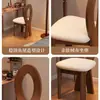Silla de Tocador Vintage de Madera Maciza, Silla con Respaldo Estilo Wabi-Sabi de Mediados de Siglo, Tocador de Dormitorio, Silla de Lujo Ligero, Taburete de Maquillaje Estilo Francés
