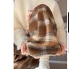 Calças casuais xadrez femininas 2024 outono e inverno novas calças largas de cintura alta emagrecimento estilo coreano calças retas de lã xadrez