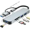 Estação de Docking Oito em Um Dupla Saída Tipo-C Hub de Transmissão de Alta Velocidade Interface USB 3.0 Hub Leitor de Cartão Hub de Expansão