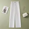 Pantalones de Pierna Recta Fluidos de Verano 2026 para Mujer, Rayas Verticales Adelgazantes, de Moda, Cintura Alta, Sueltos, Delgados, Casuales, de Pierna Ancha