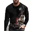 Camiseta Casual Masculina de Manga Longa da Moda Novidade Comércio Exterior Europeu e Americano Moda Masculina Transfronteiriça Estampada de Manga Longa