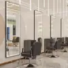 Estação de Espelho Famosa na Internet para Salão de Cabeleireiro, Espelho para Salão de Cabeleireiro, Espelho Especializado para Corte de Cabelo para Salões, Design Simples com Luz LED, Espelho de Parede Unilateral