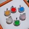 Collar de Calcedonia de Hielo al por Mayor con Colgante de Gato Versátil Collar de Lujo Ligero para Mujeres Gato de la Suerte Versátil de Alta Gama