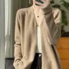 Nuevo Cárdigan de Estilo Chino para Otoño e Invierno para Mujer Suéter 100% Lana Cuello en V Elegante Holgado de Punto Cárdigan para Mujer Moderno