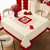 2026 Mantel Nuevo Estilo Impermeable y Resistente al Aceite Sin Lavado Mantel Rojo de Año Nuevo Tacto de Alta Gama para Mesa de Café de Año Nuevo y Boda