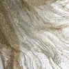 Padrão de Ondas de Água Onduladas Dourado Champagne e Prata Branca Tecido para Roupa de Performance com Estampagem a Quente Dourada e Lantejoulas