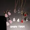 Joalheria: Colar de Diamante Brilhante com Cabacinho Vermelho das Seis Joias e Cabacinho Branco de Madrepérola Australiana, Conjunto de Brincos e Anel de Alto Padrão Personalizado para Sorte e Prosperidade para Reunião Anual