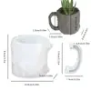 DIY Patrón Redondo de Yeso Cortado Mango de Vela Taza Molde de Resina Maceta Adorno de Almacenamiento Silicona